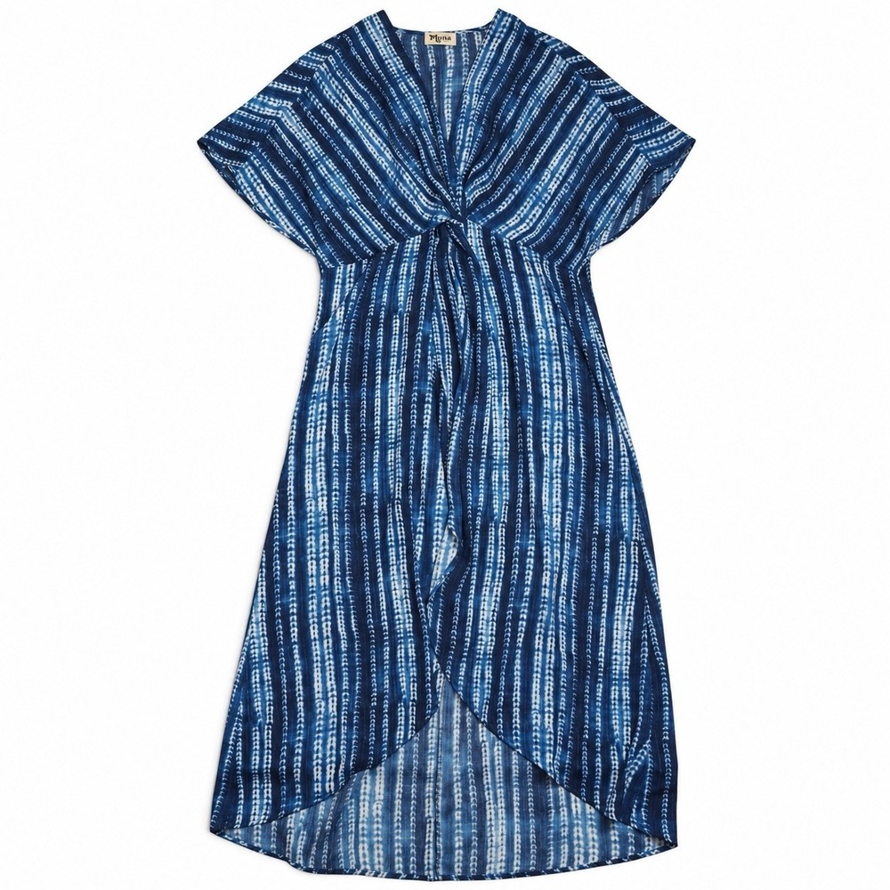 Show Me Your Mumu Get Twisted Maxi Dress Medium Blue White Stripe High Low